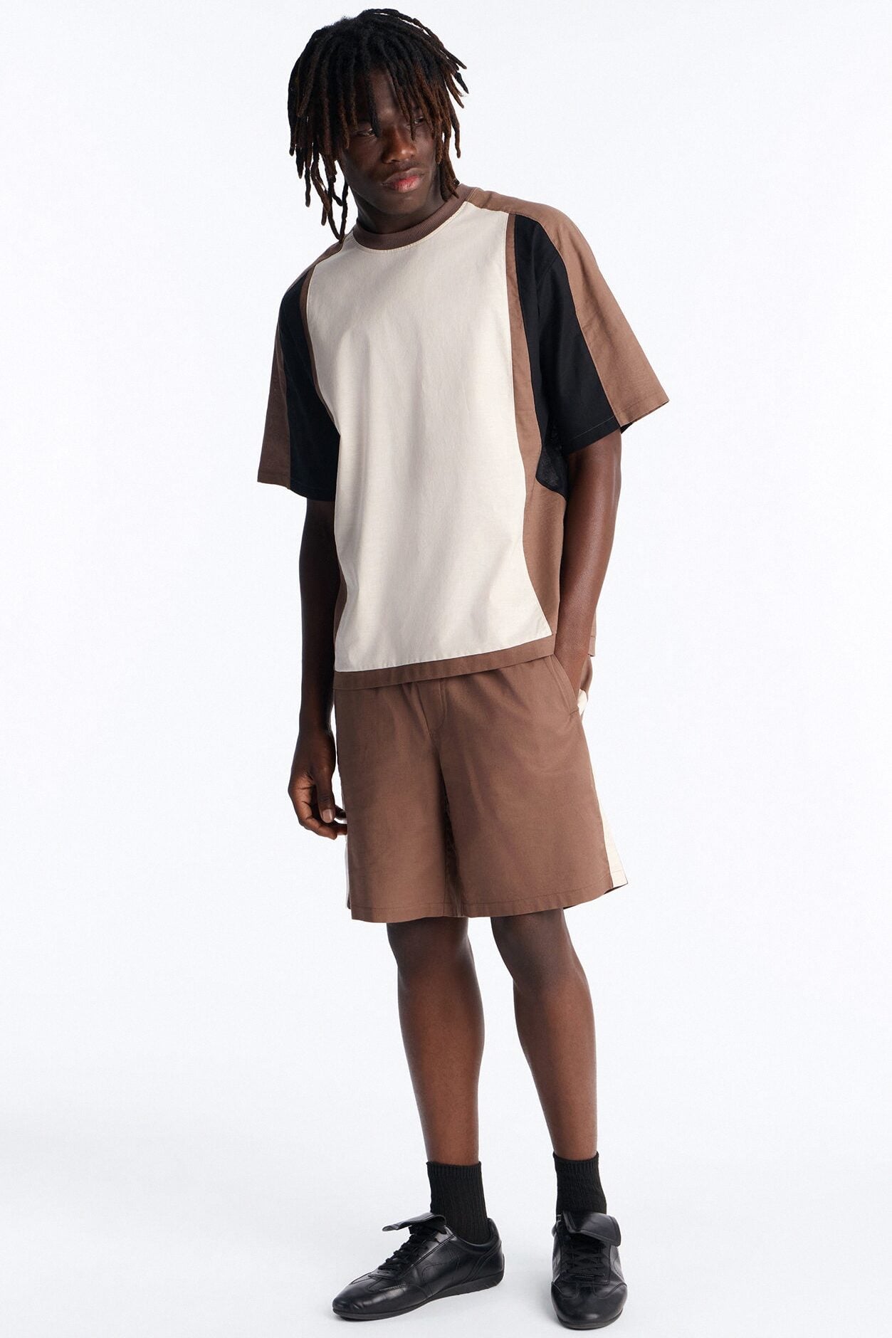 Basic Color Block Relaxed Short - Brown/combo image 2