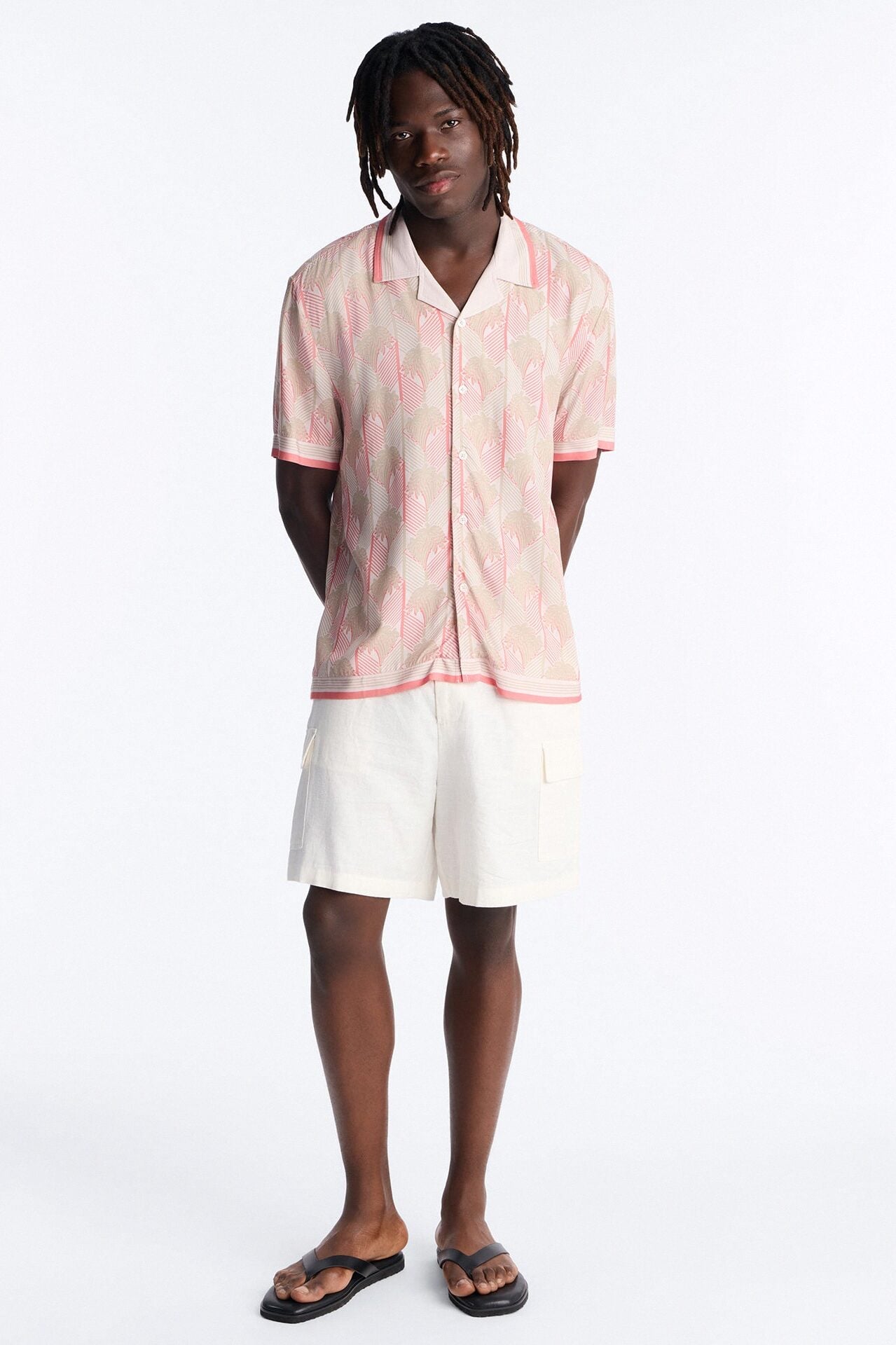 Crimson Palms Button Up Shirt - Red image 2