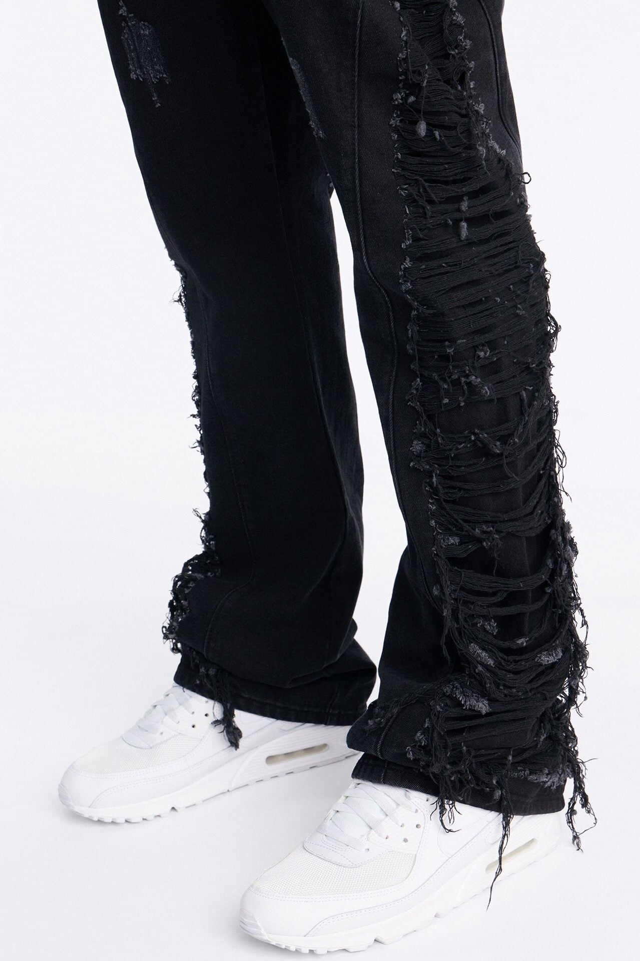 Stacked Slim Flare Slashed Down Jean - Black Wash image 5