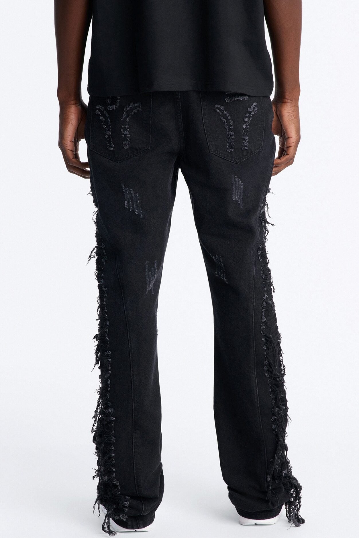 Stacked Slim Flare Slashed Down Jean - Black Wash image 6