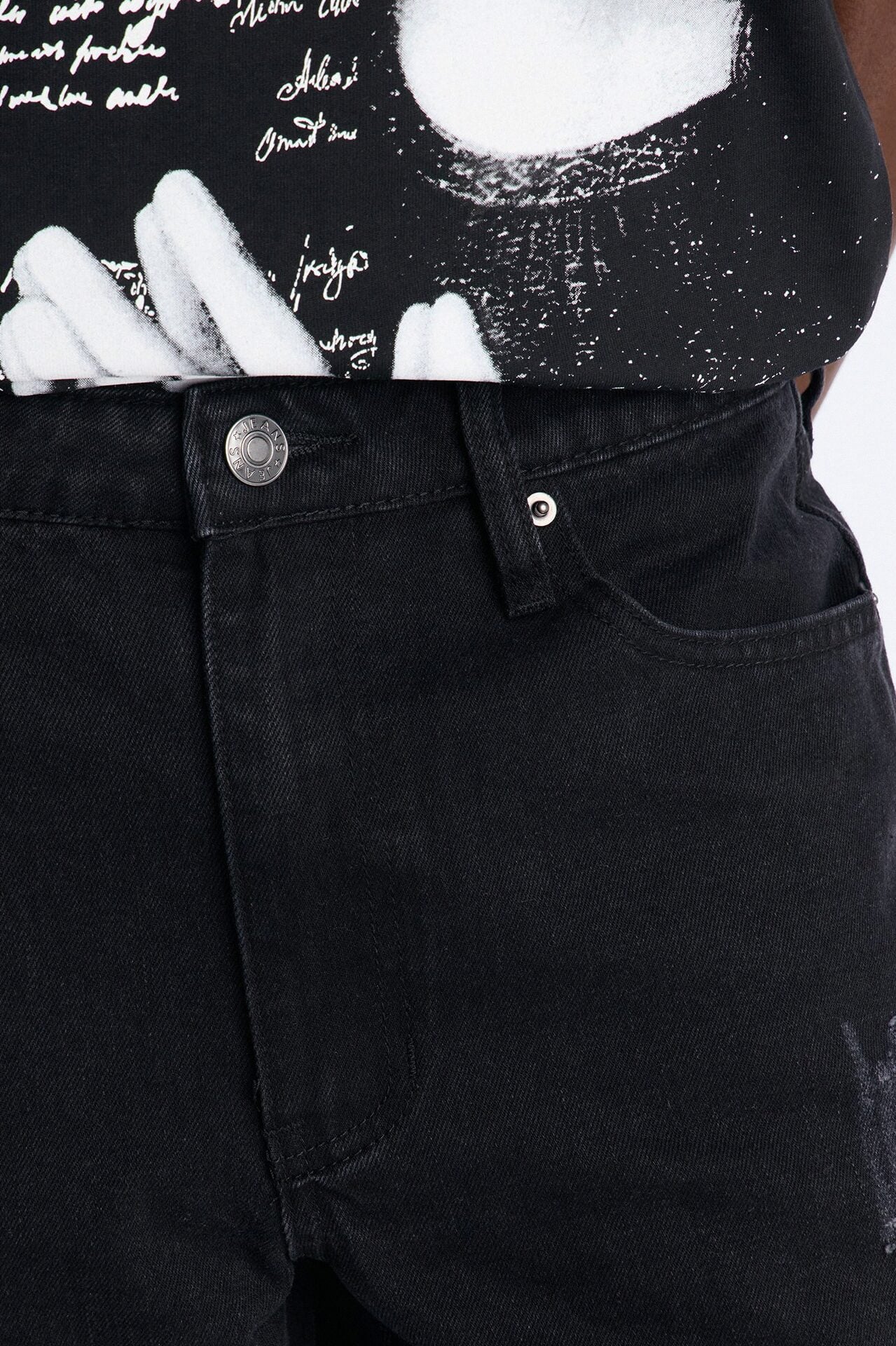 Stacked Slim Flare Slashed Down Jean - Black Wash image 3