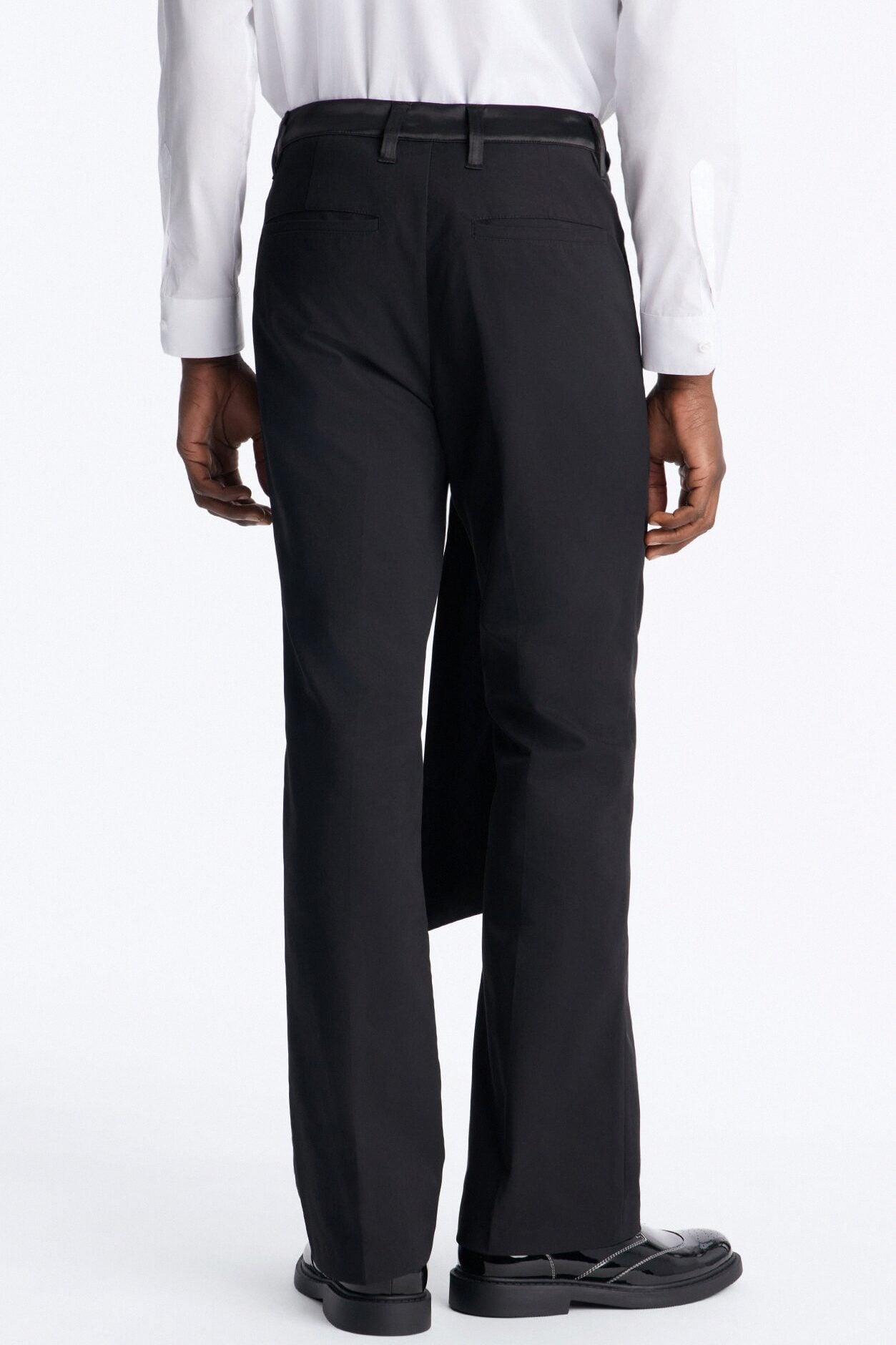 Satin Wrapped Waistband Straight Flare Trouser - Black image 5