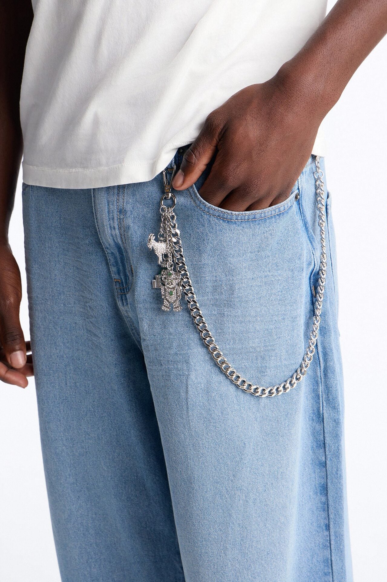 Ambitious Multi Charm Cuban Pant Chain - Silver image 2