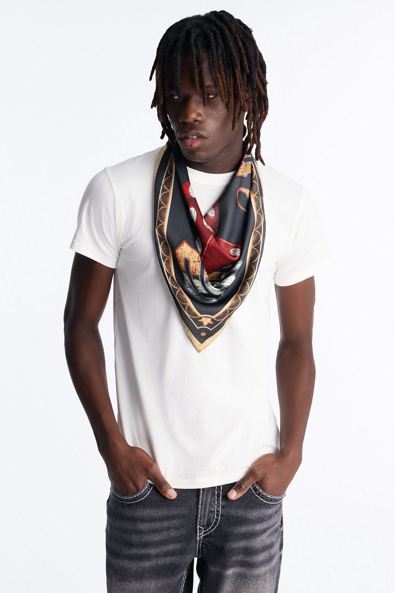 Bet On Me Rolled Dice Large Satin Bandana - Black image 2