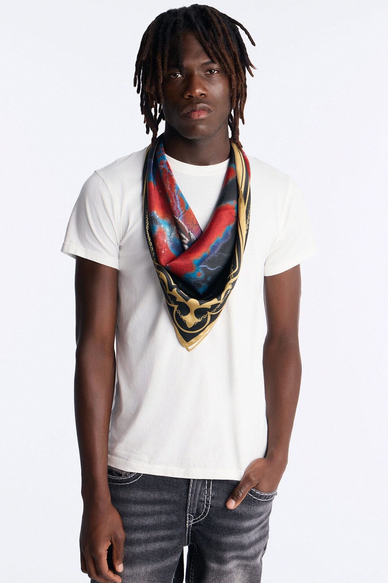 Thunderous Bite Large Satin Bandana - Black image 2