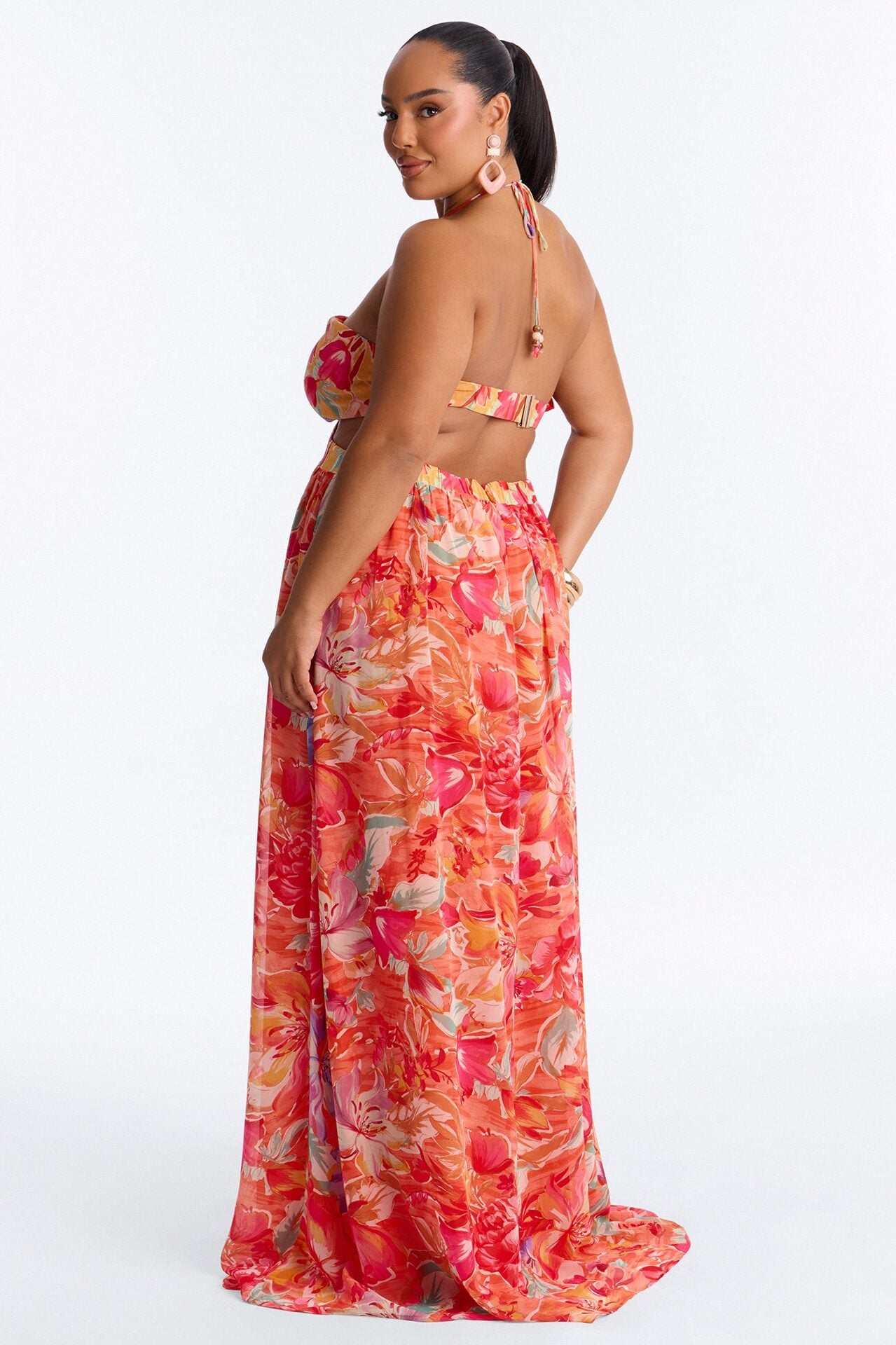 Daydream Darling Chiffon Maxi Dress - Coral/combo image 7