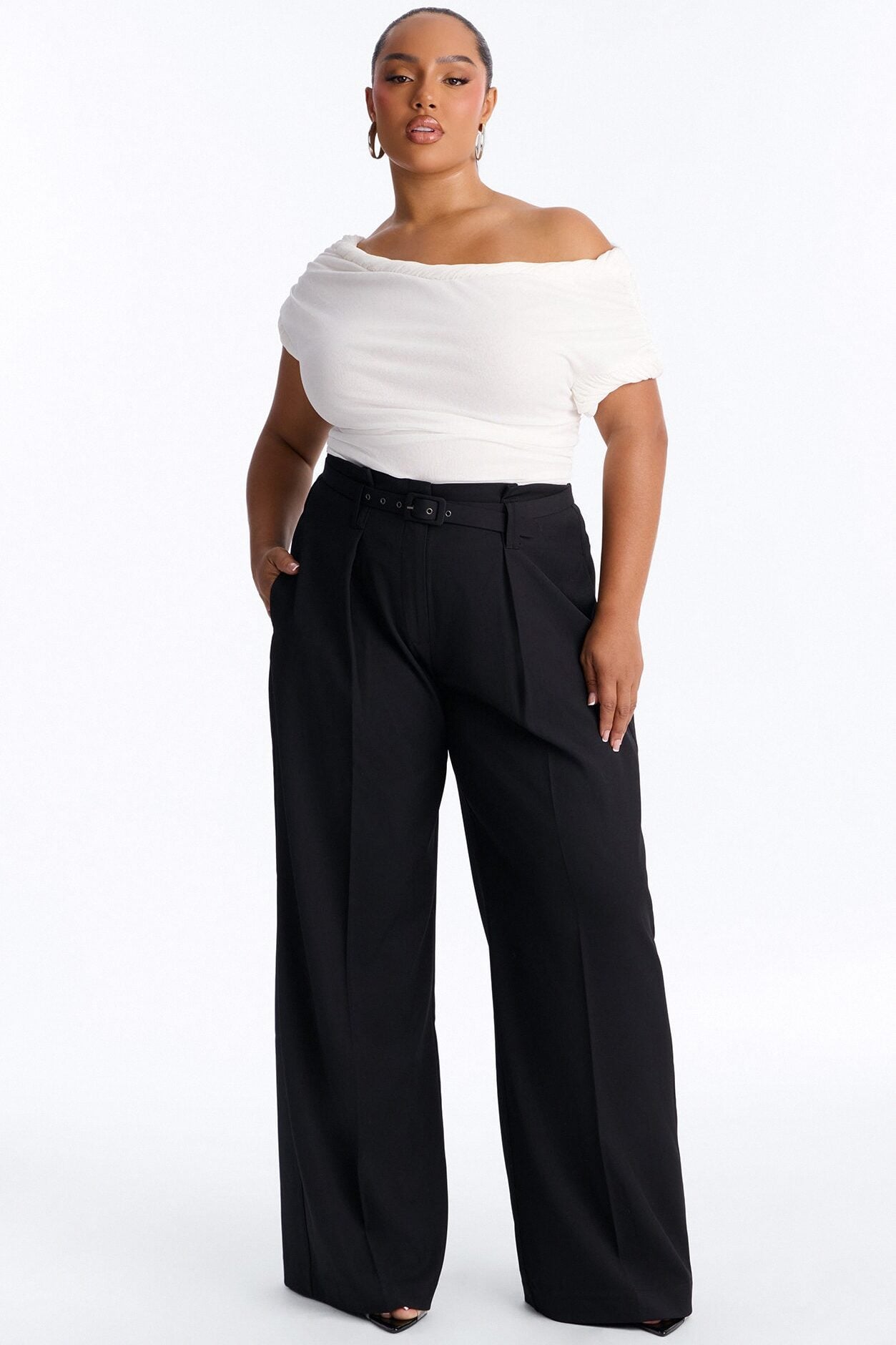 Nicole Belted Straight Leg Trouser - Black image 1