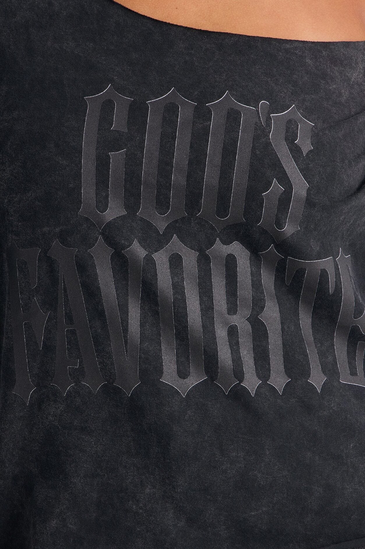 God's Favorite Washed Off Shoulder Tee - Charcoal image 8