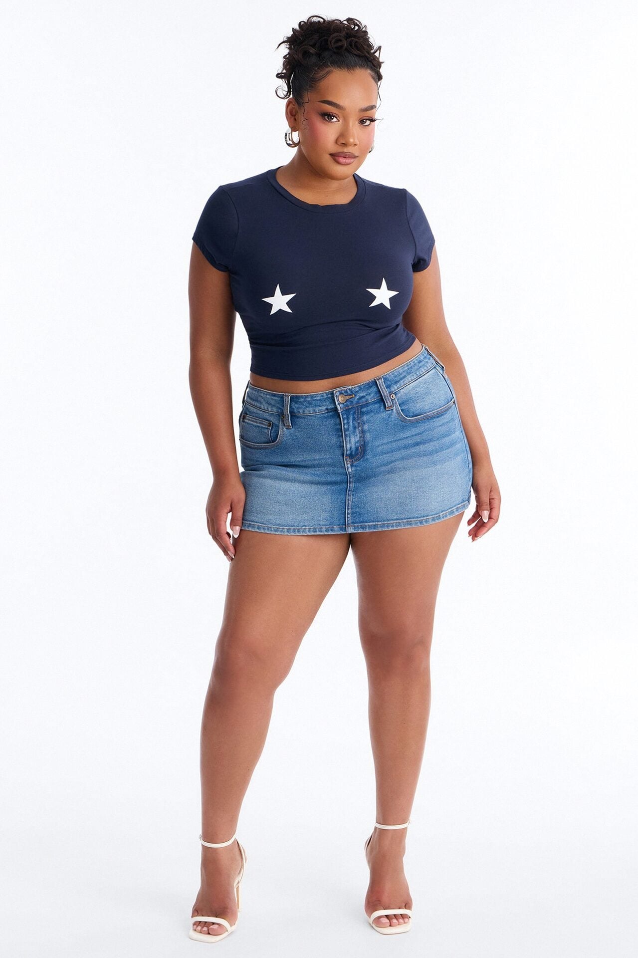 Star Girl Graphic Baby Tee - Navy image 6