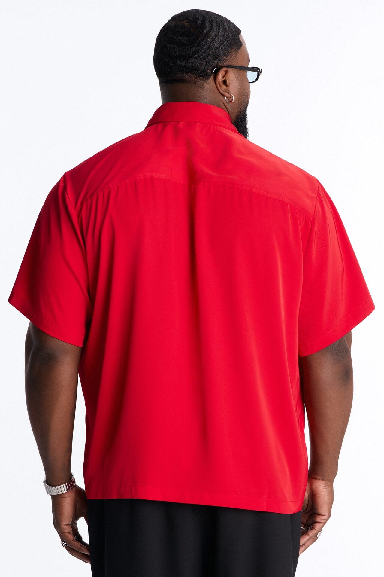 Relaxed Luxe Neckerchief Button Up Shirt - Red image 1