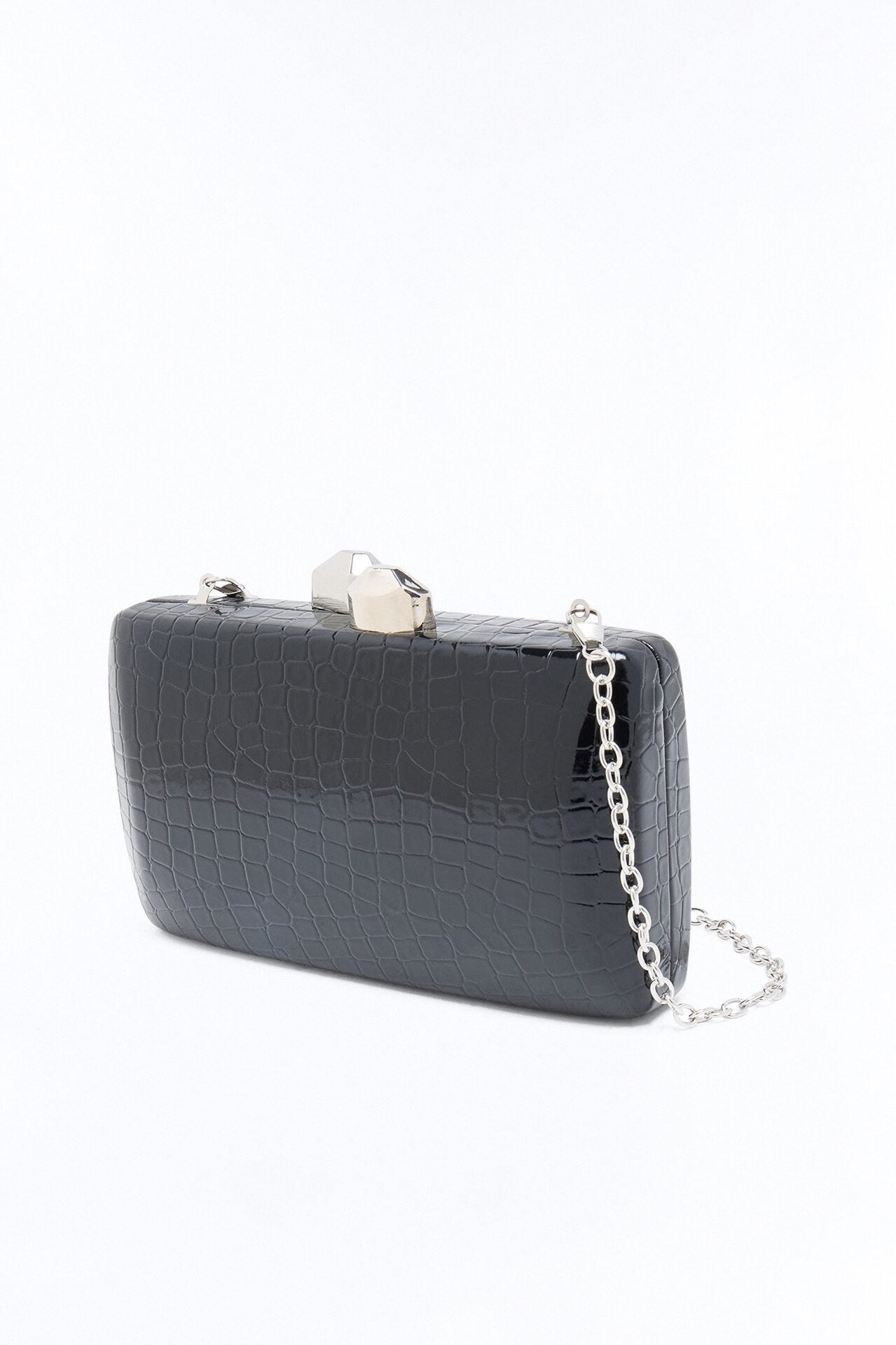 Late In The Night Faux Leather Clutch - Black image 4
