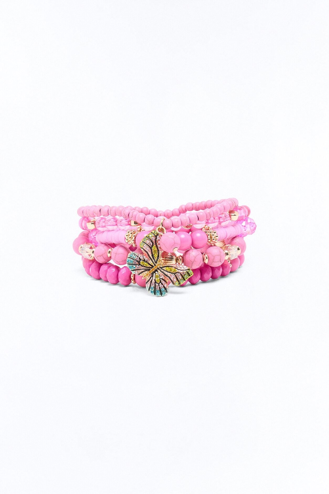Dancing With Butterflies 5 Piece Bracelet Set - Pink/combo image 3