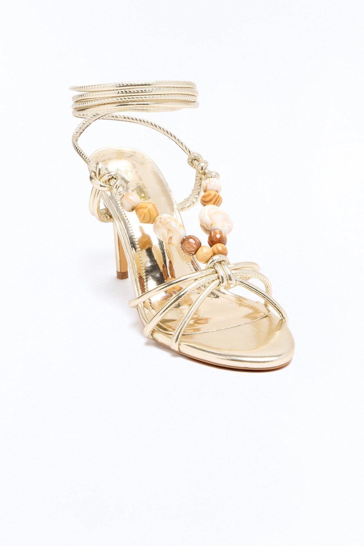 Kosie Beaded Wrap Up Heels - Gold image 4