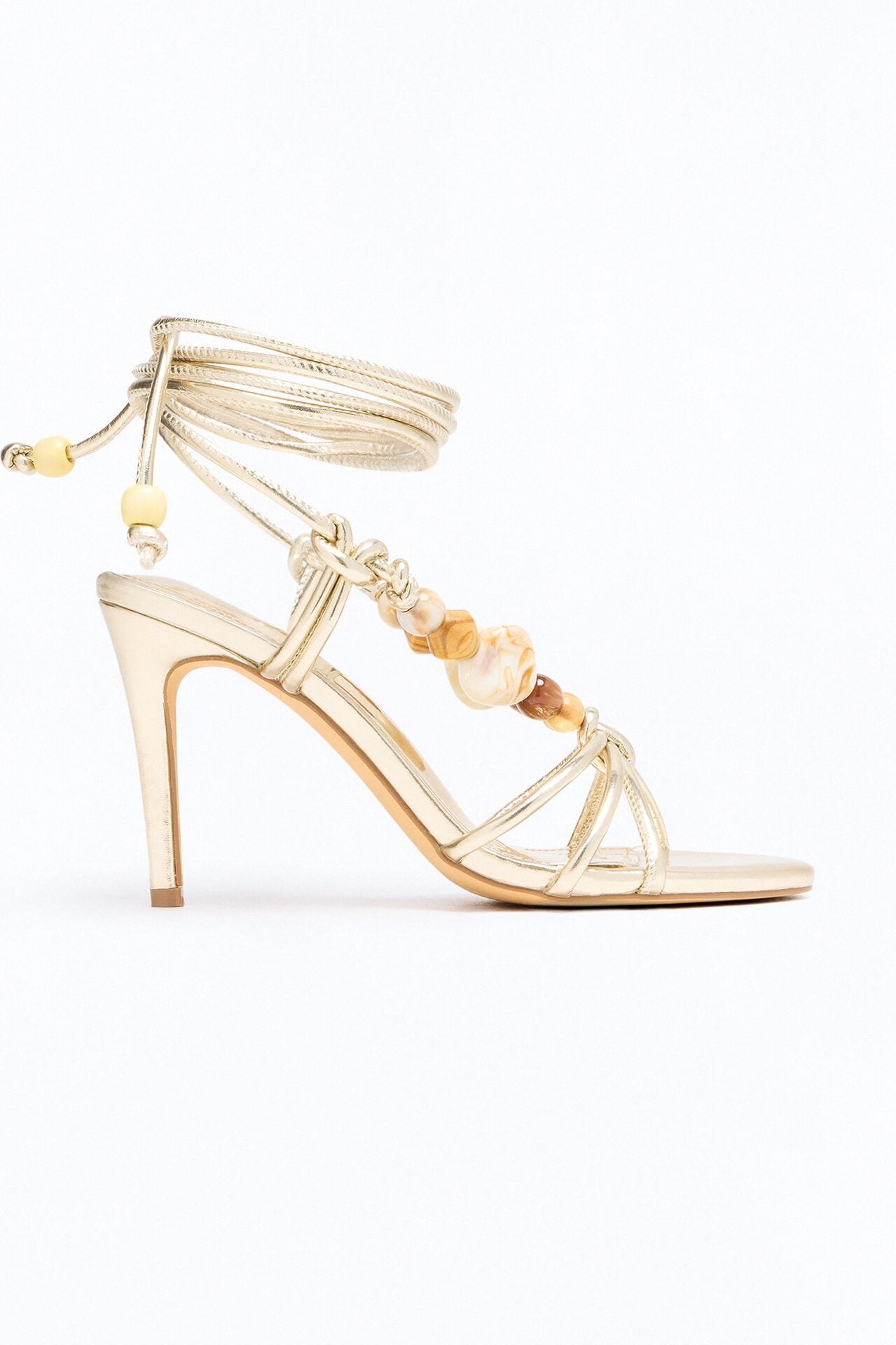 Kosie Beaded Wrap Up Heels - Gold image 3
