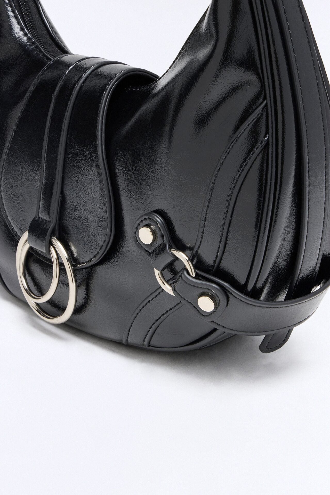 Edge Off Faux Leather Shoulder Handbag - Black image 5