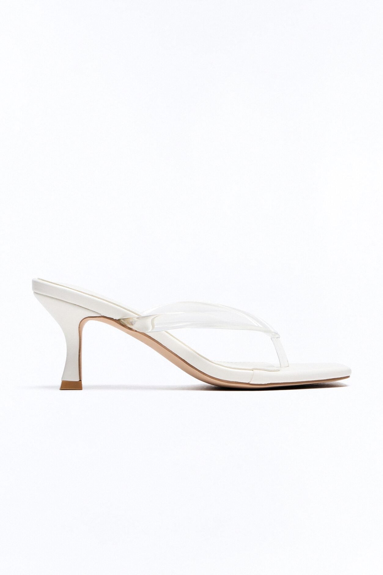 Energy Clear Strap Thong Heels - White image 3