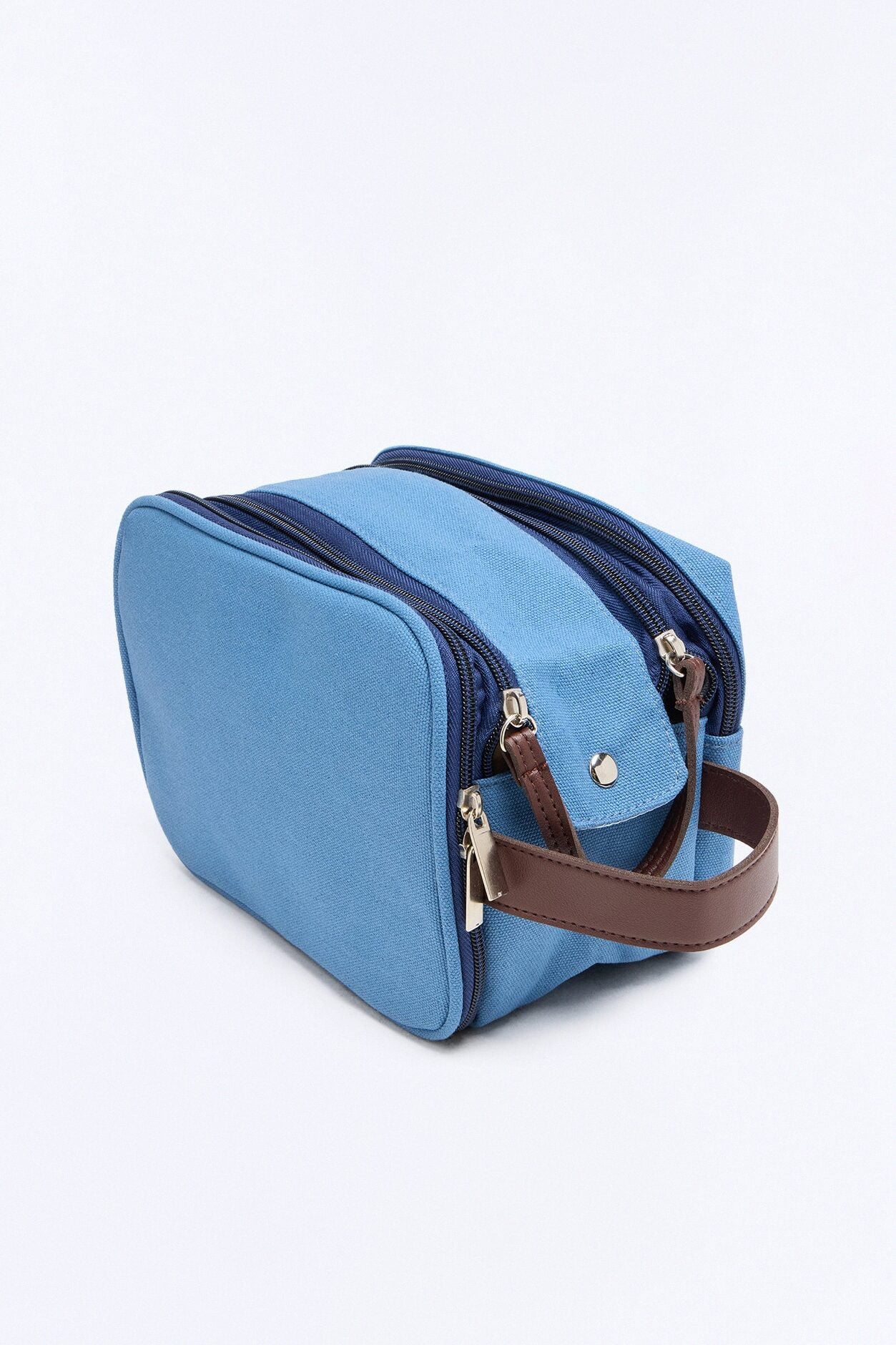 Lazy Weekend Leather Strap Travel Toiletry Bag - Blue image 2