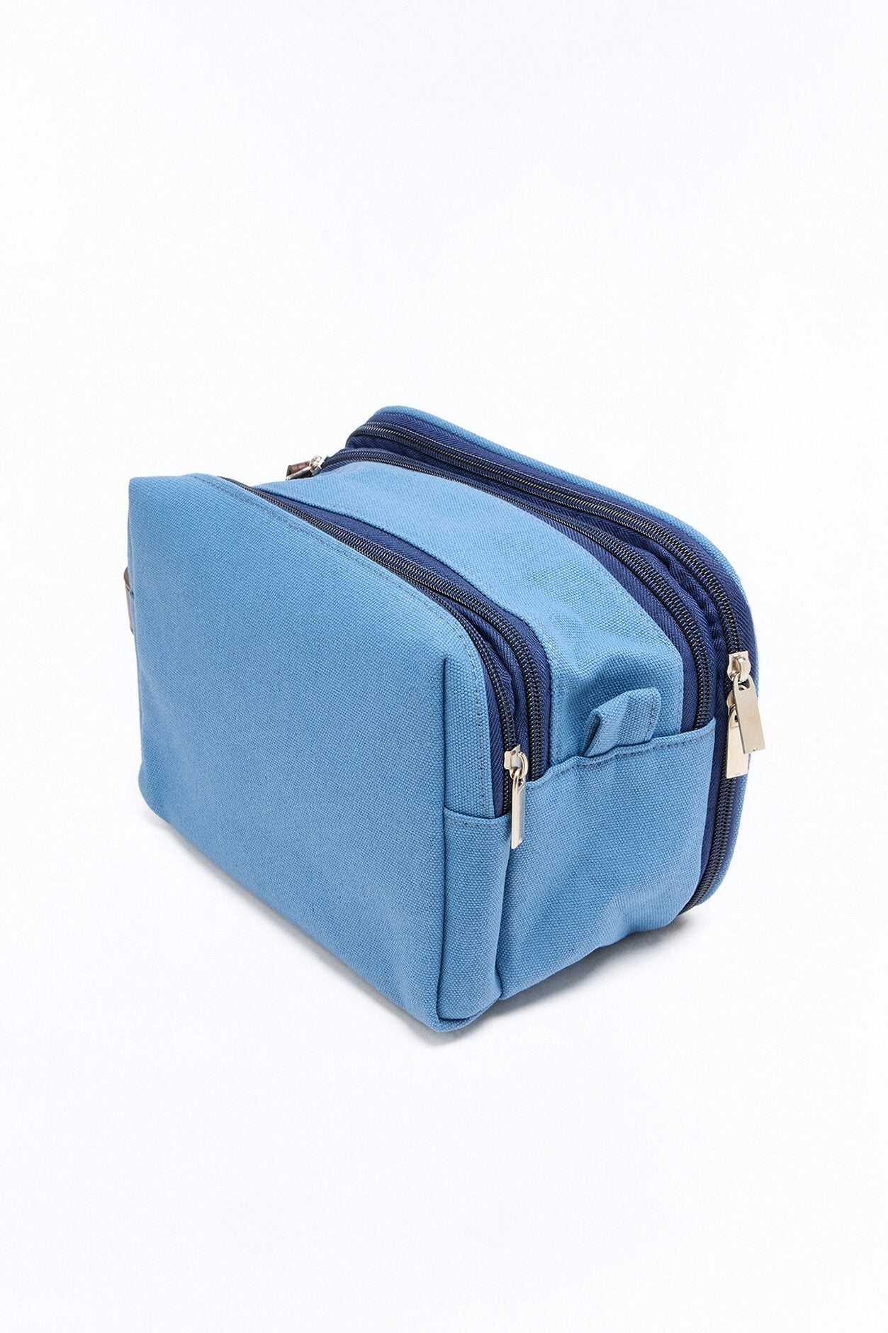 Lazy Weekend Leather Strap Travel Toiletry Bag - Blue image 3