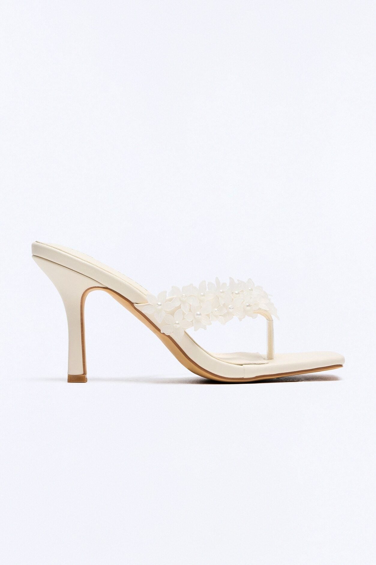Spring Social Flower Thong Heels - White image 3