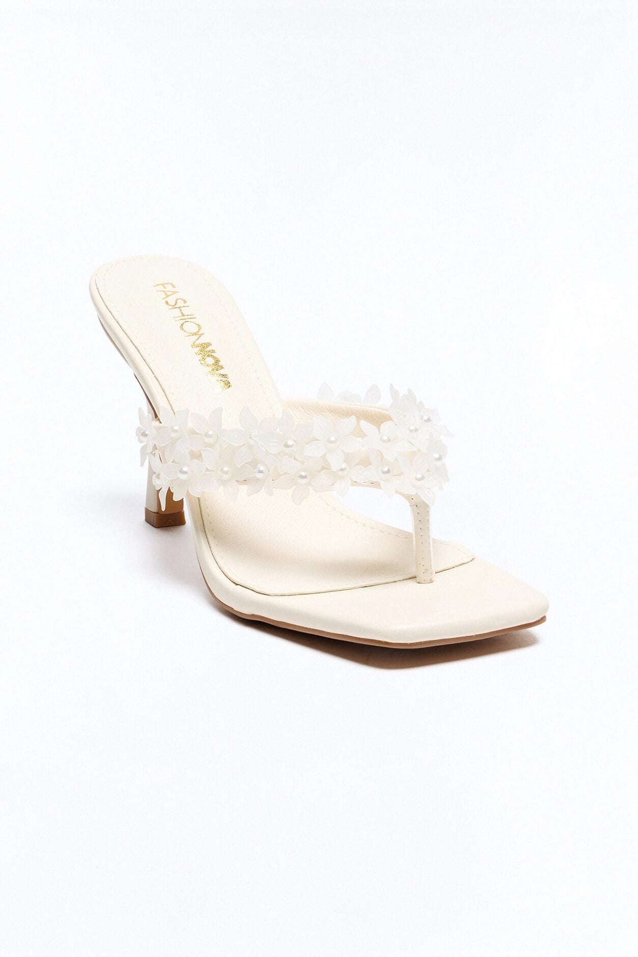 Spring Social Flower Thong Heels - White image 4