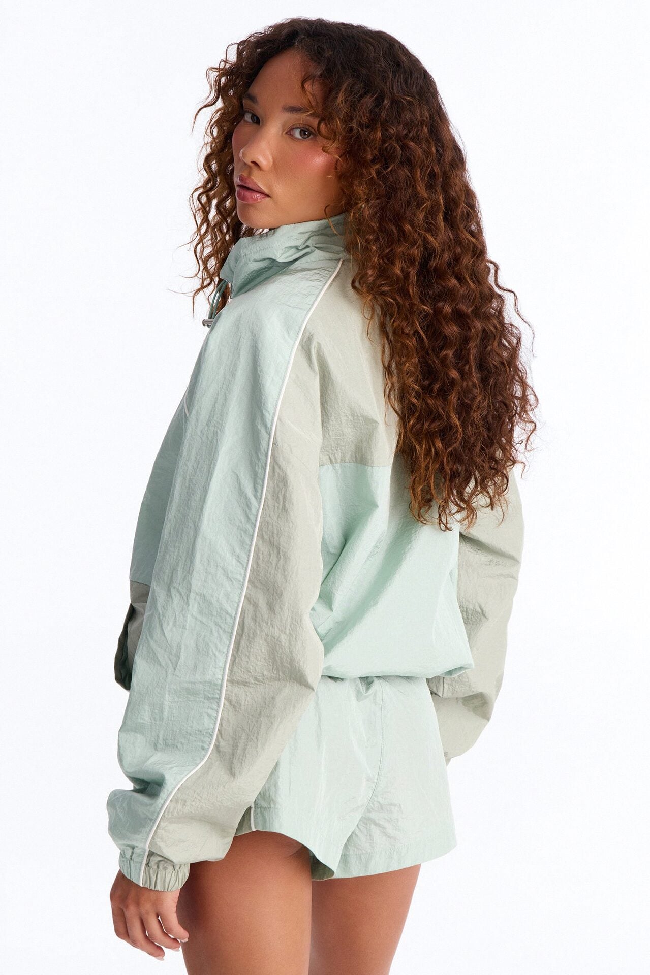 End Game Windbreaker Funnel Neck Jacket - Sage/combo image 4