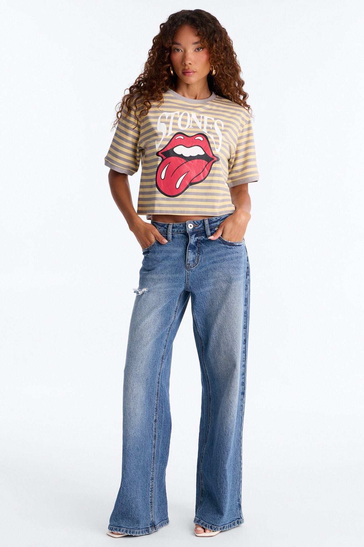The Rolling Stones Stripe Crop Tee - Multi Color image 2