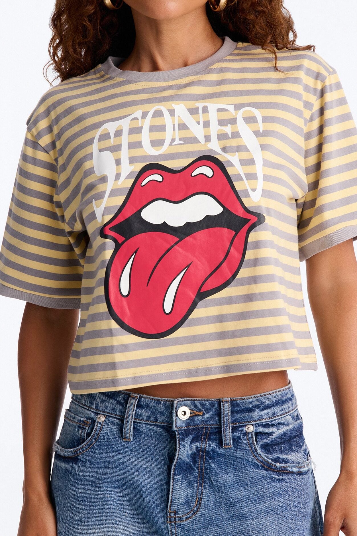 The Rolling Stones Stripe Crop Tee - Multi Color image 3