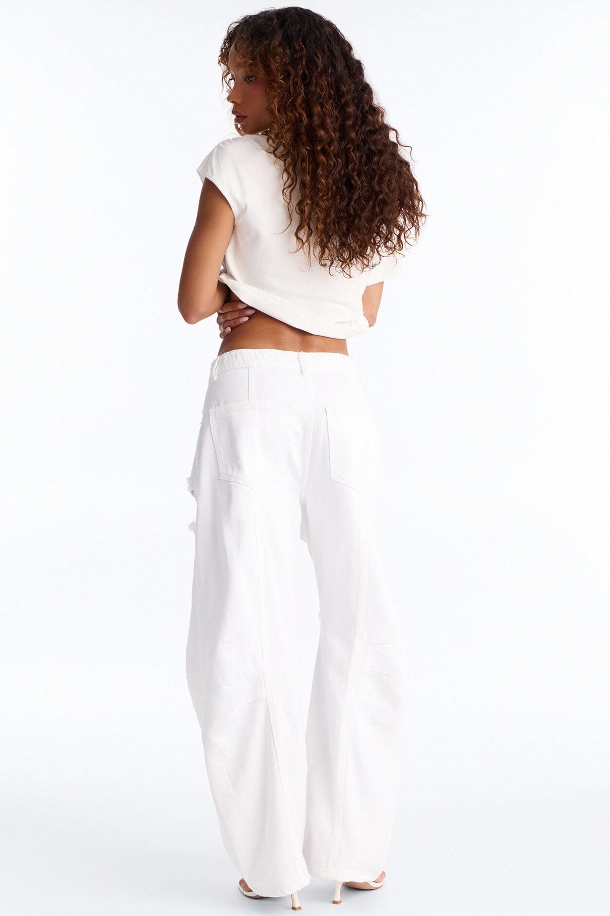 New Standard Ripped Barrel Leg Jeans - White image 4