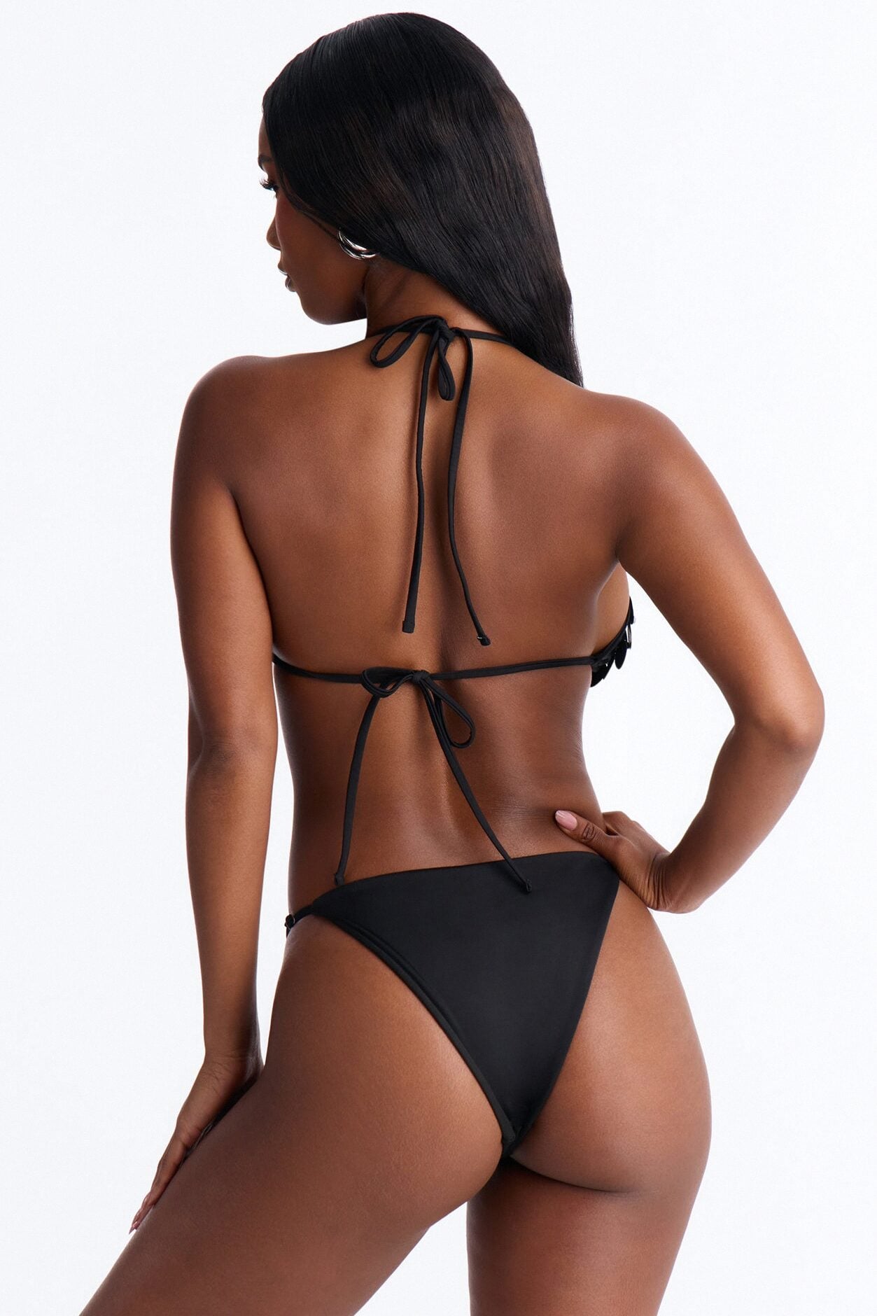 Samara Paillette Beaded 2 Piece Triangle Bikini Set - Black image 3