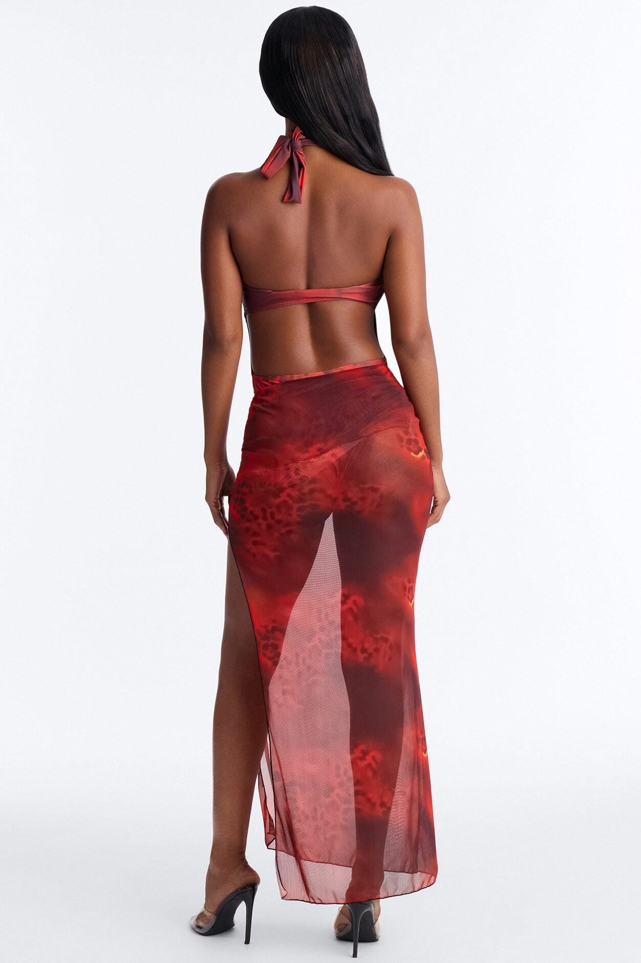 Hayley Hardware Cutout 1 Piece Swimsuit & Skirt Set - Red/combo image 5