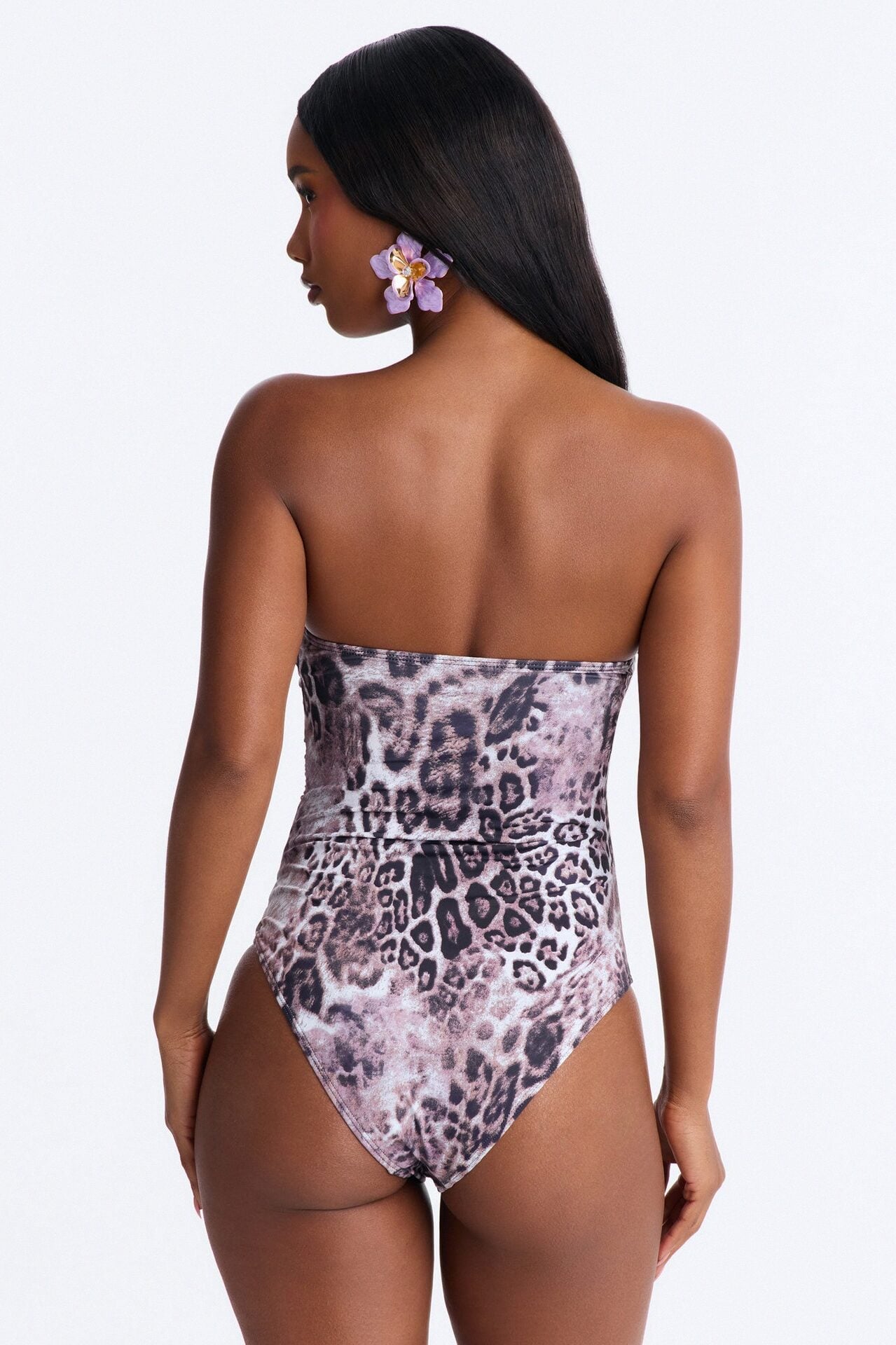 No Shade 1 Piece Strapless Ruched Swimsuit - Brown/combo image 3