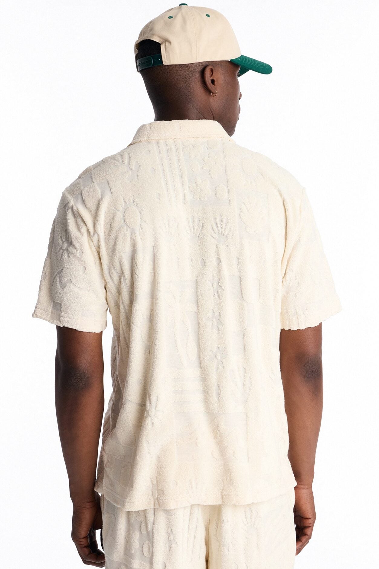 Cloud Jacquard Terry Johnny Collar Shirt - Cream image 4