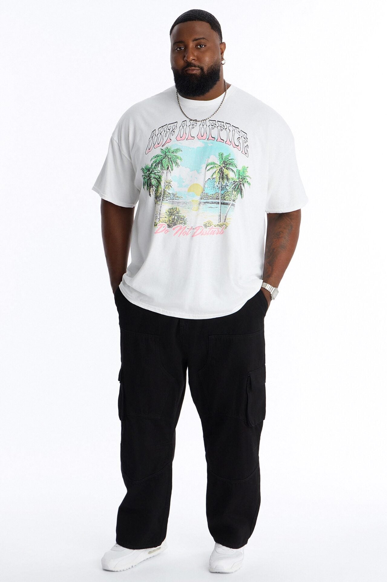 Out Of Office Do Not Disturb Oversized Short Sleeve Tee - White image 1