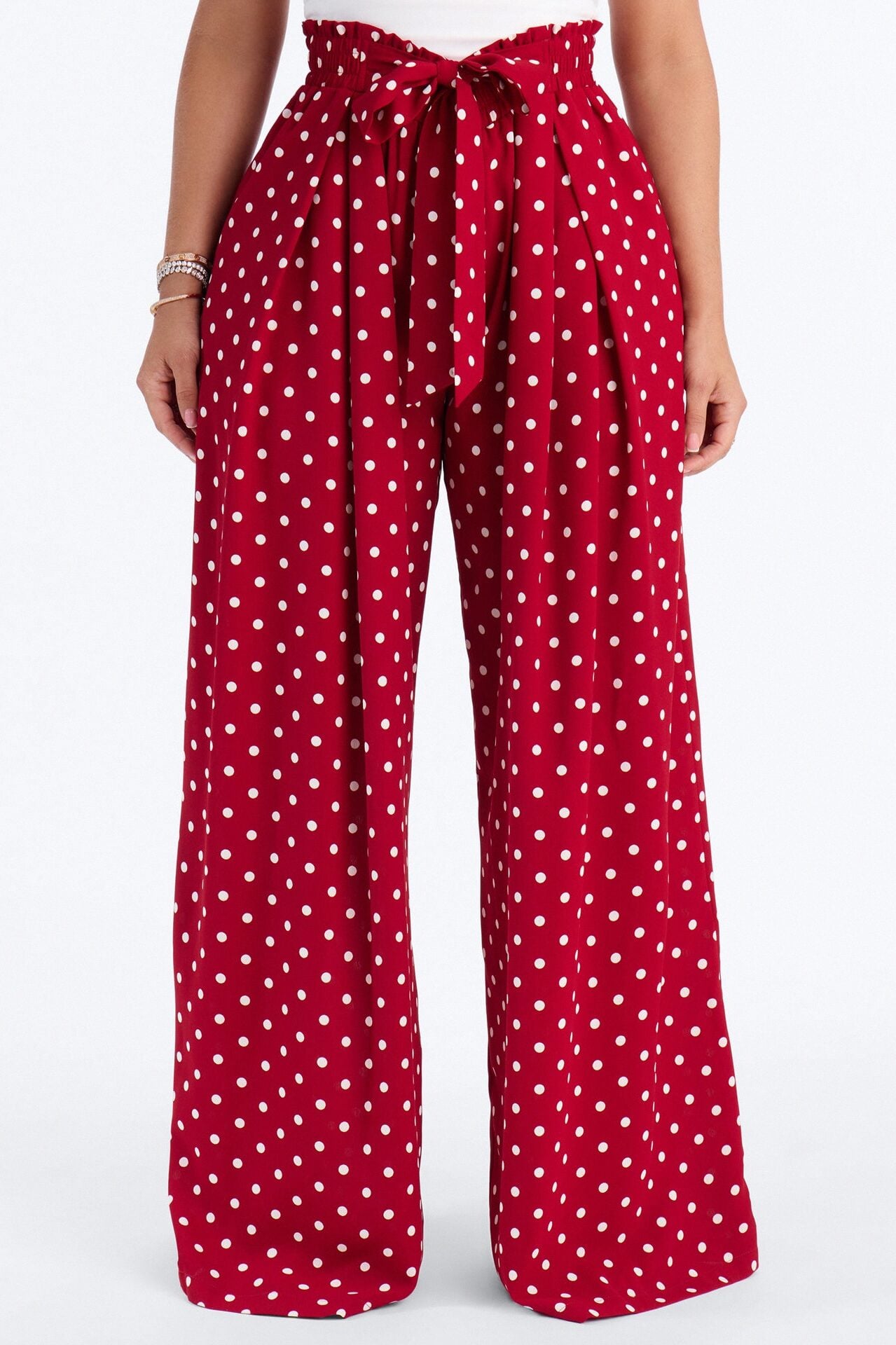 Ella Polka Dot Wide Leg Pant - Red/White image 2