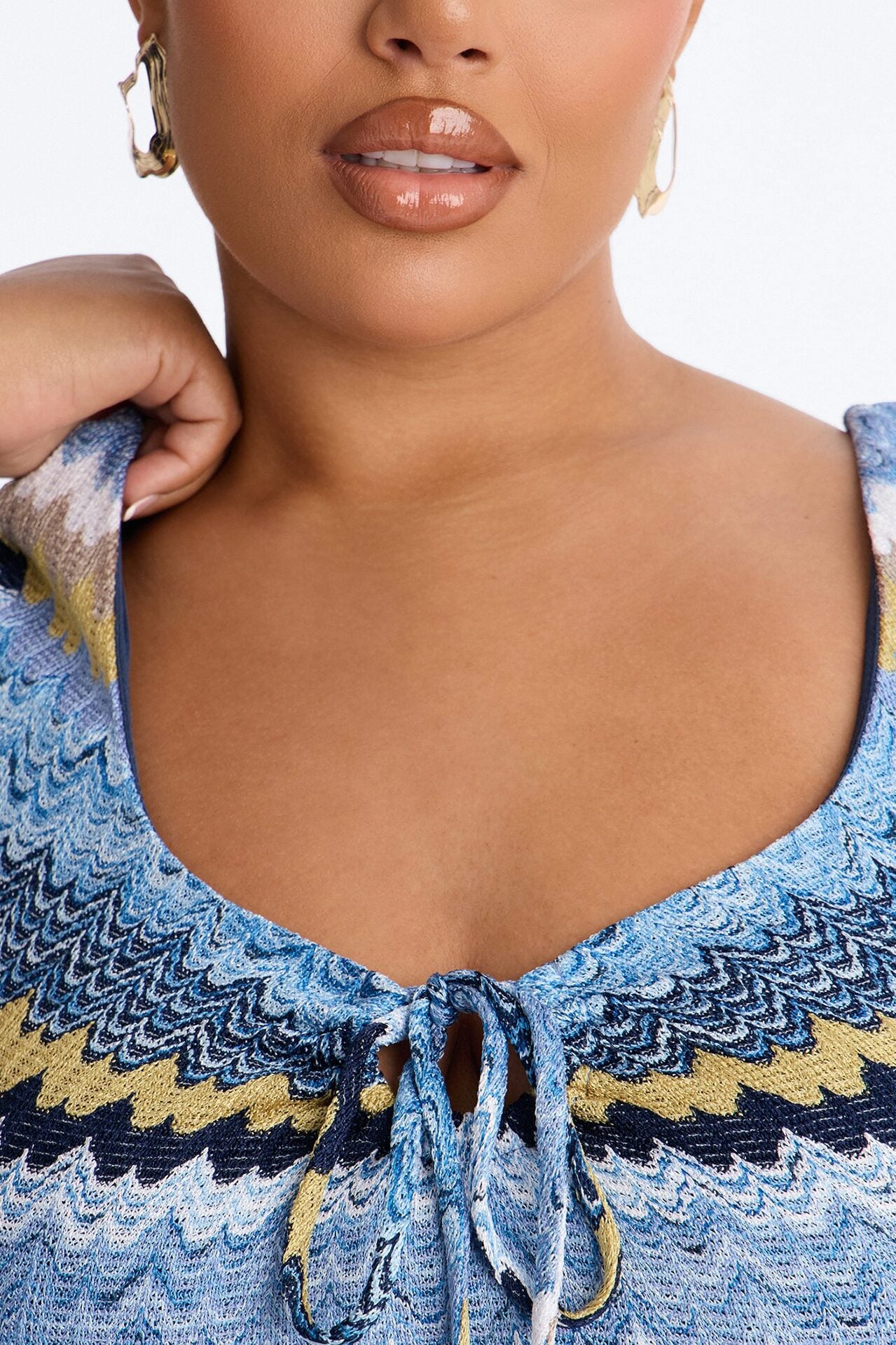Malibu Waves Short Sleeve Knit Romper - Blue image 7