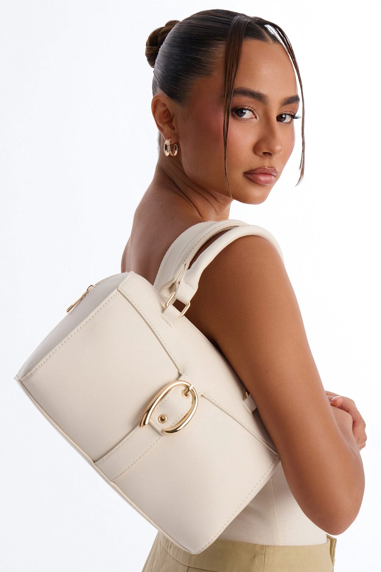 On My Good Side Faux Leather Handbag - Ivory image 2