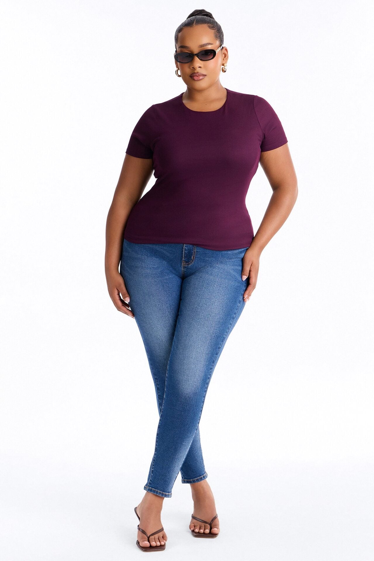 Chloe Crew Neck Short Sleeve Tee - Plum image 1