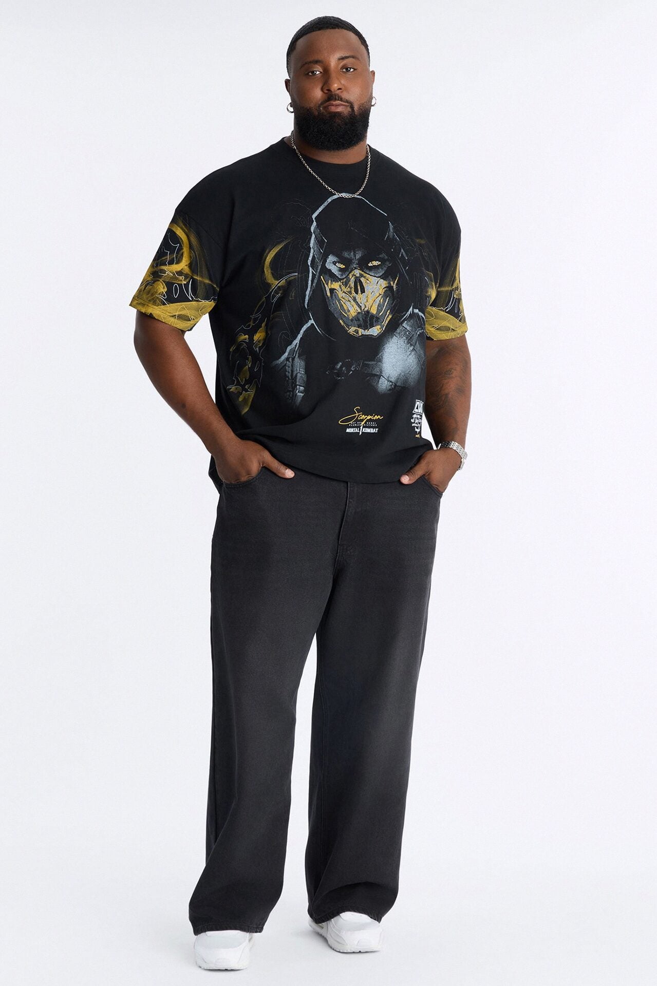 Mortal Kombat Scorpion Heavy Weight Boxy Short Sleeve Tee - Black image 1