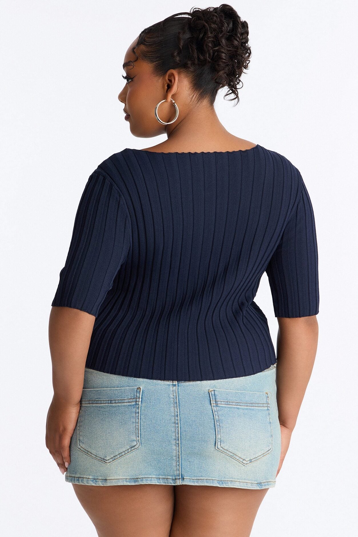 Kenny Short Sleeve Sweater Top - Navy image 8