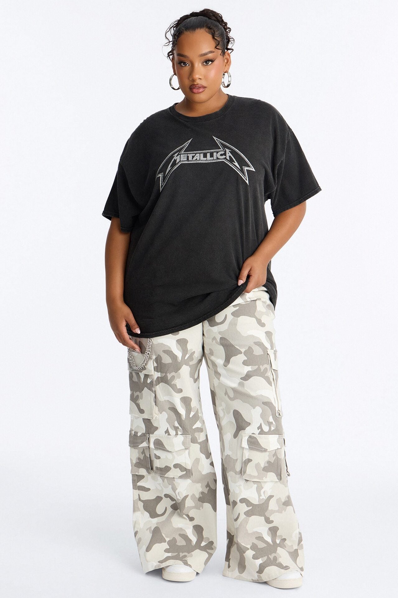 Metallica Glitter Oversized Tee - Black image 5