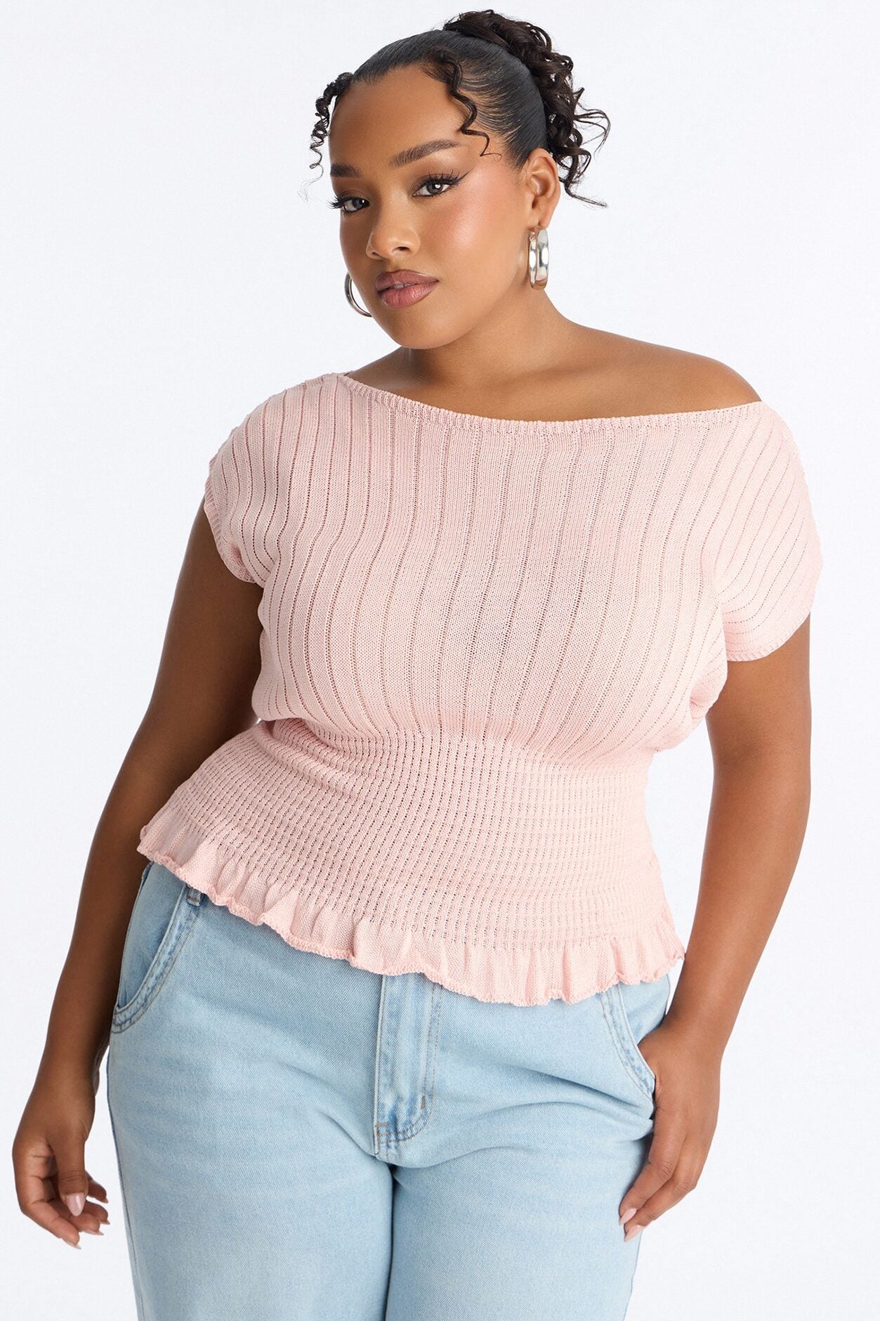 Ready For Fun Ruffle Trim Sweater Top - Blush image 5