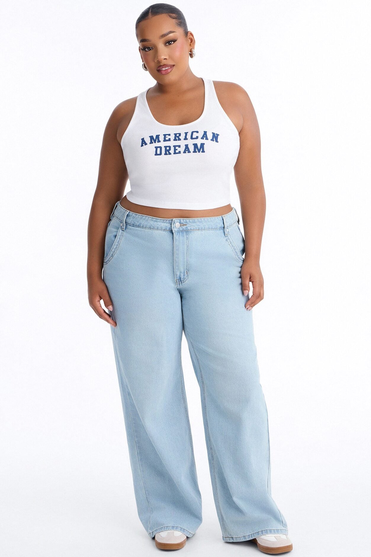 American Dream Girl Cropped Tank Top - White image 1