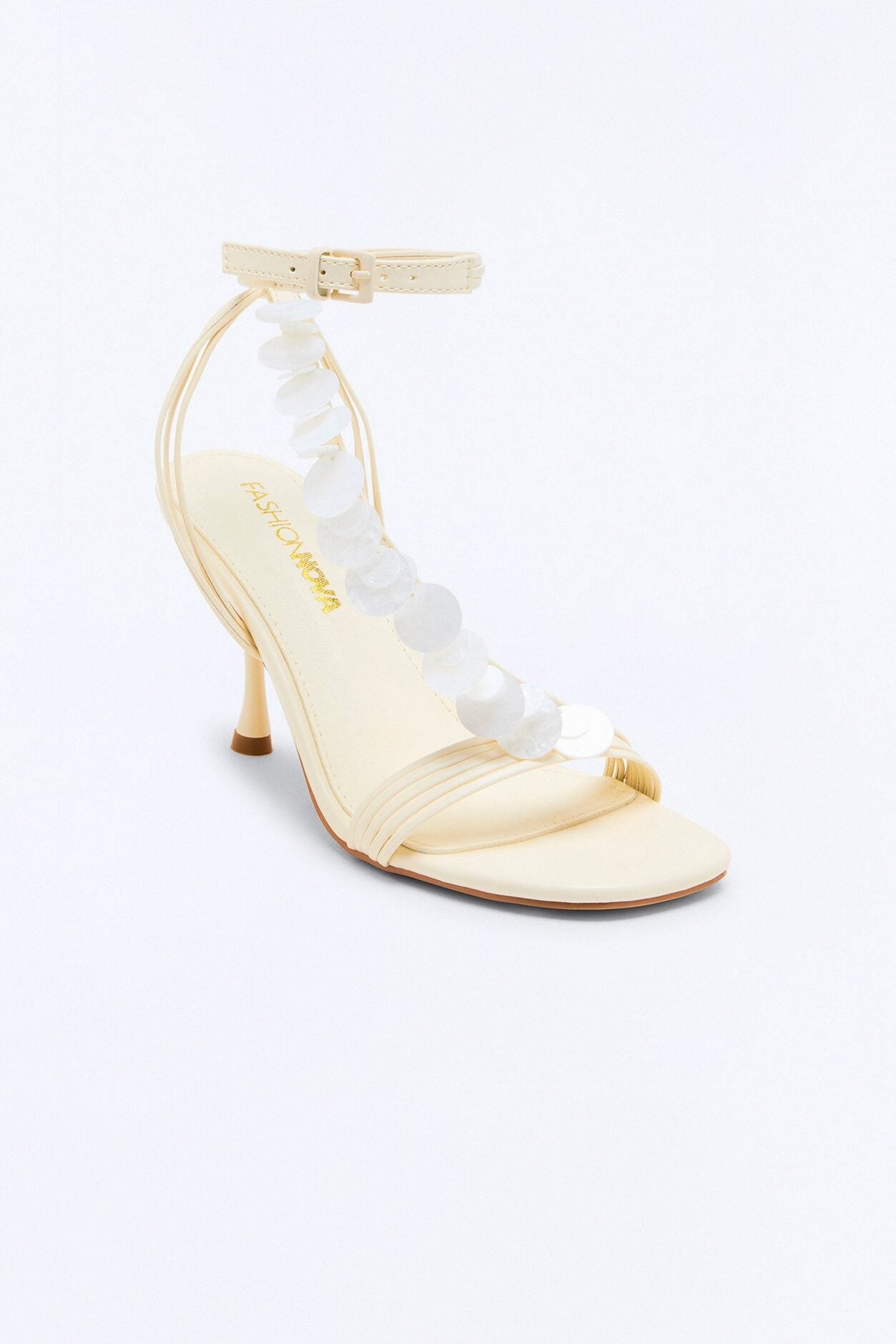 Jora Shell Ankle Strap Heels - Cream image 2