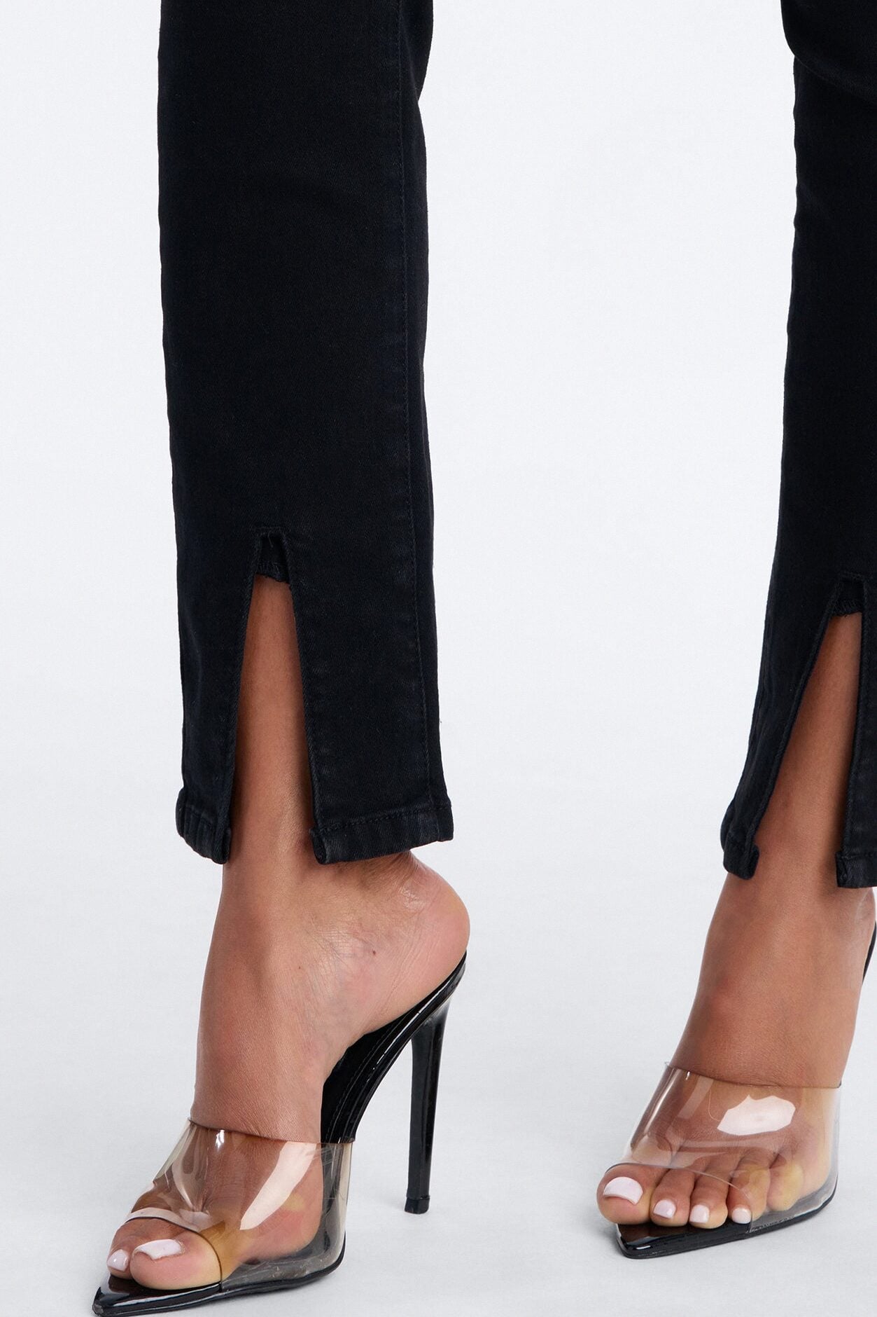 Maybe One Day Ripped Split Hem Skinny Jeans - Black image 3