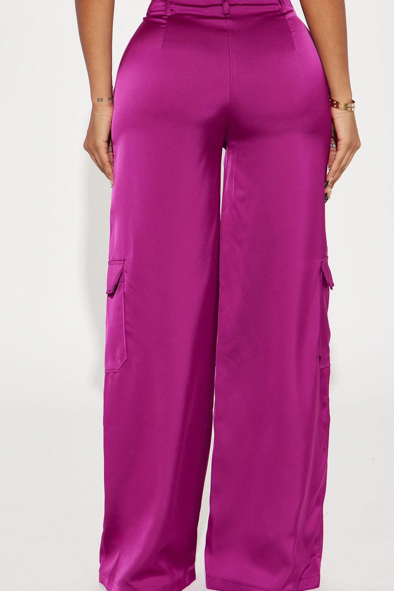 Pretty Girl Satin Cargo Pant - Magenta image 6