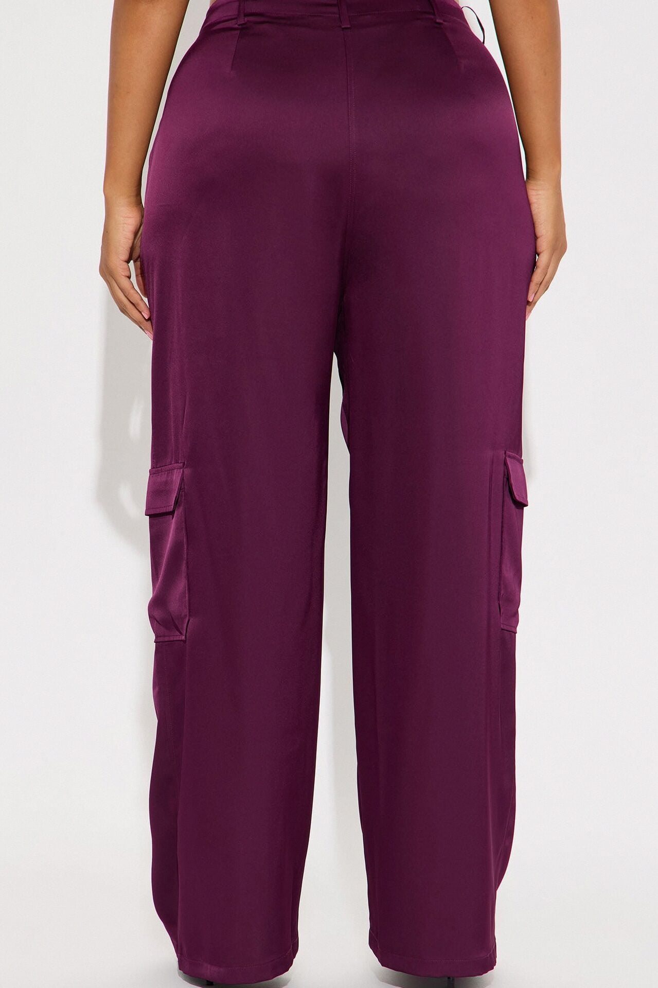 Pretty Girl Satin Cargo Pant - Plum image 3