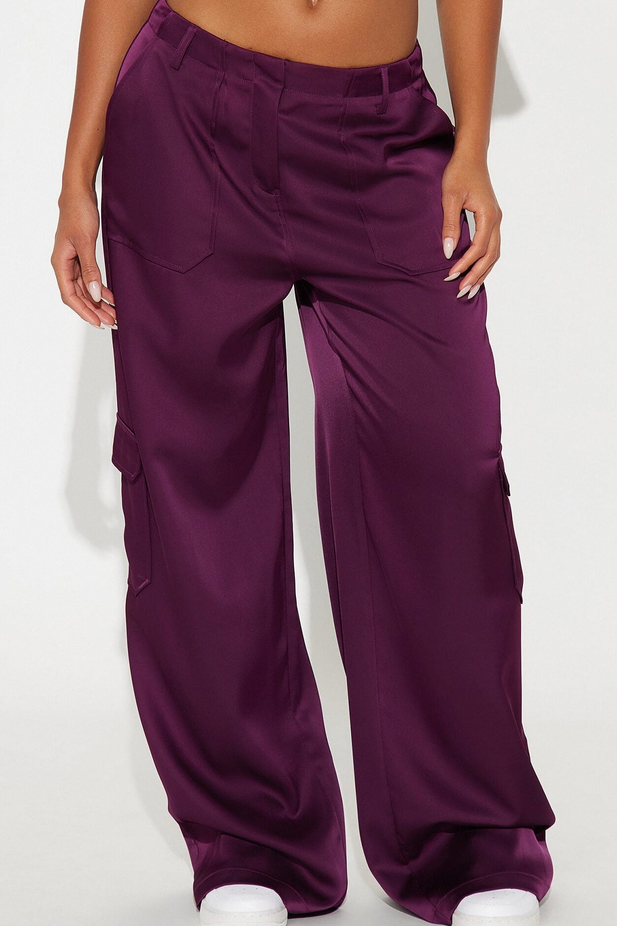Pretty Girl Satin Cargo Pant - Plum image 5