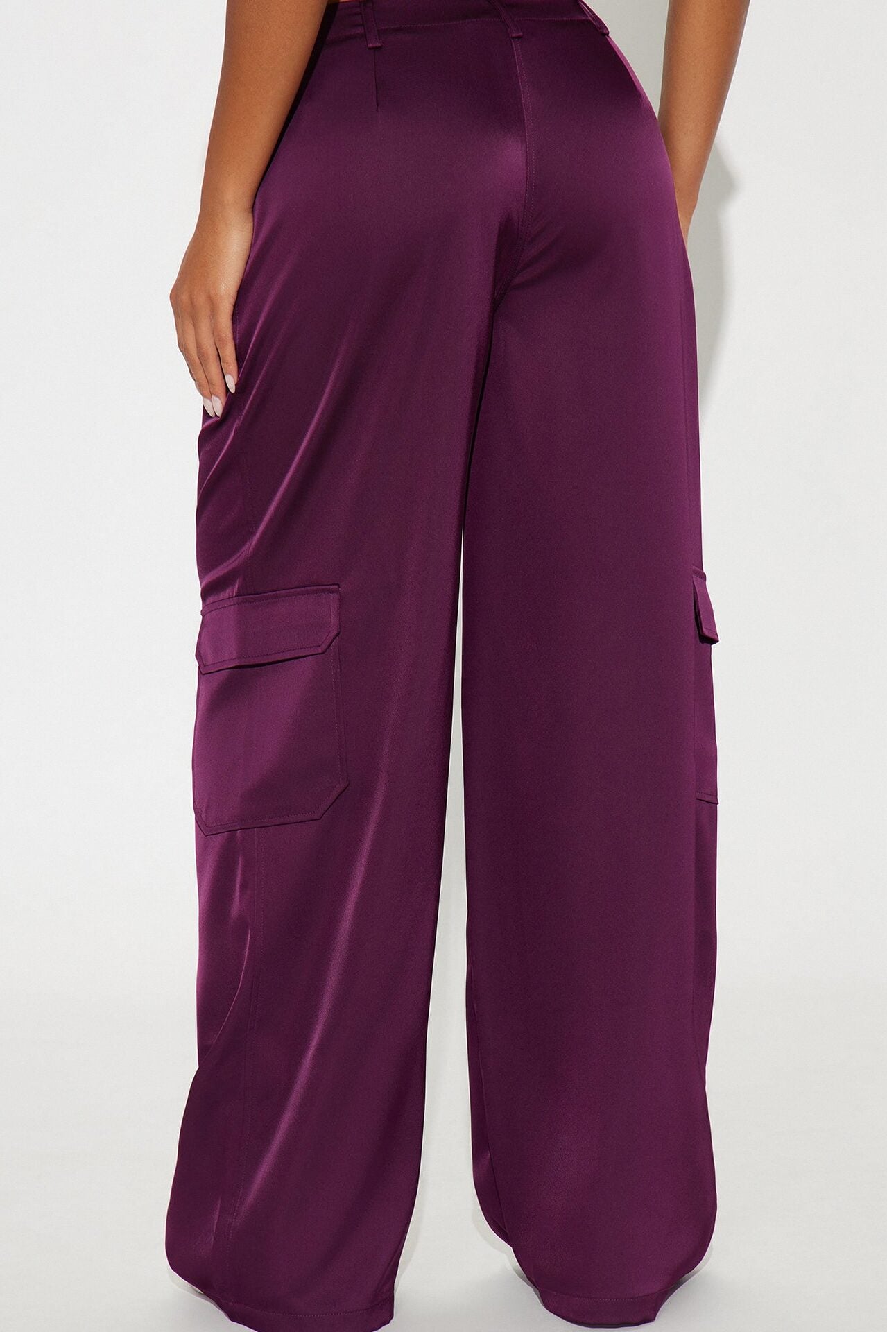 Pretty Girl Satin Cargo Pant - Plum image 6