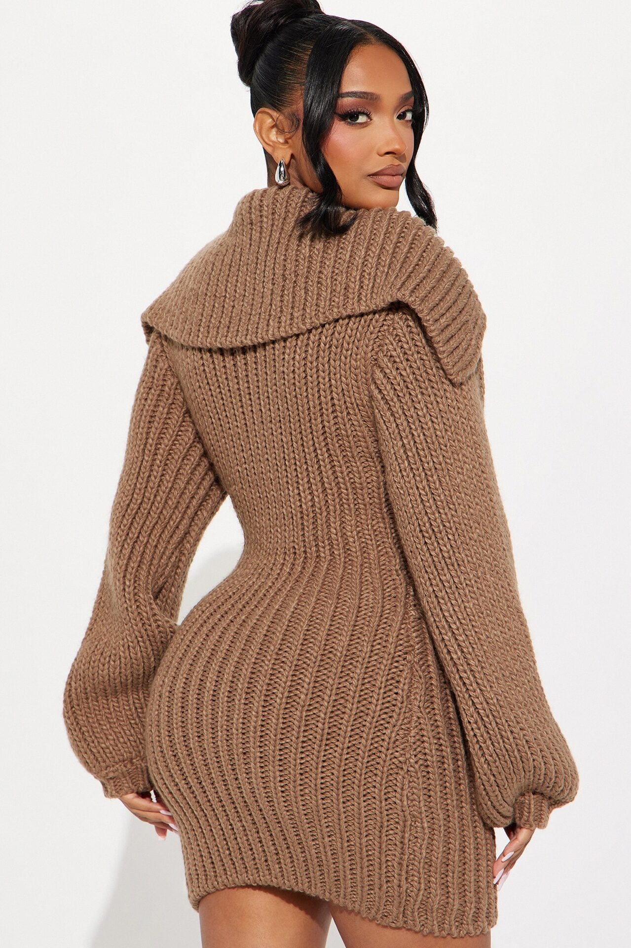 Tessa Chunky Knit Sweater Mini Dress - Mocha image 4