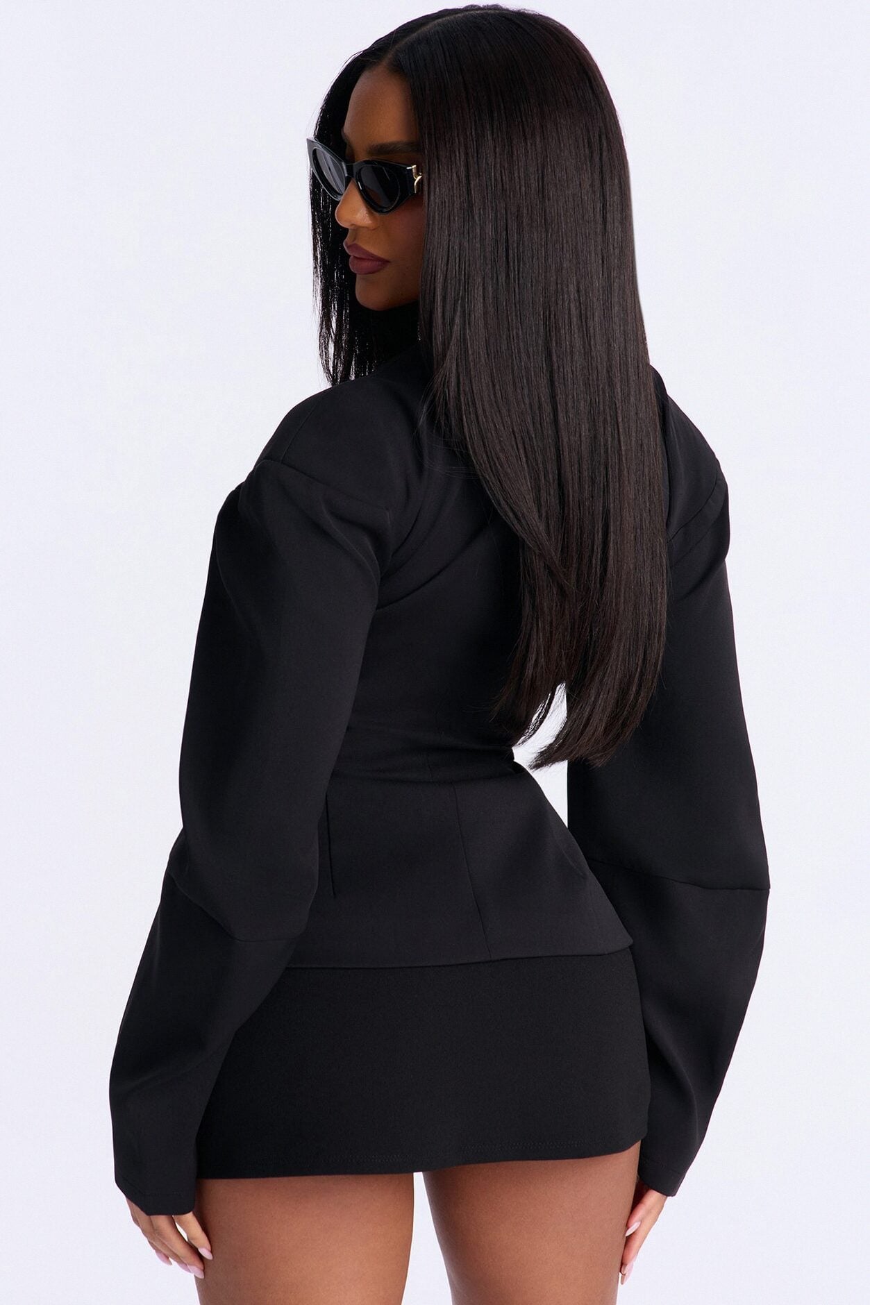 Off Duty Boss Puff Sleeve Button Front Blouse - Black image 3